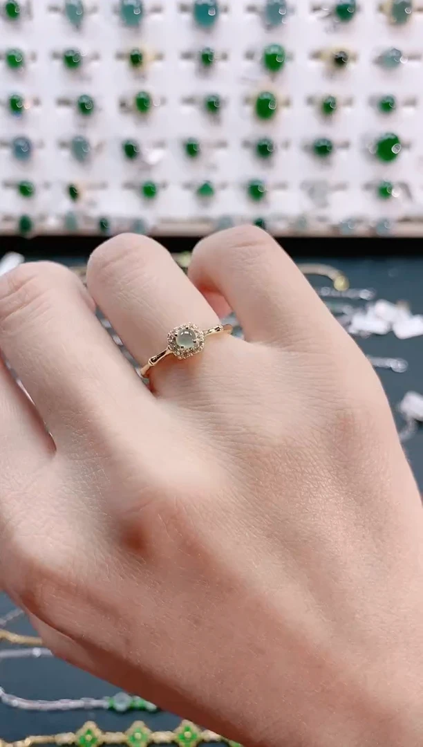 【闪购商品】翡翠戒指银S925镶嵌天然翡翠