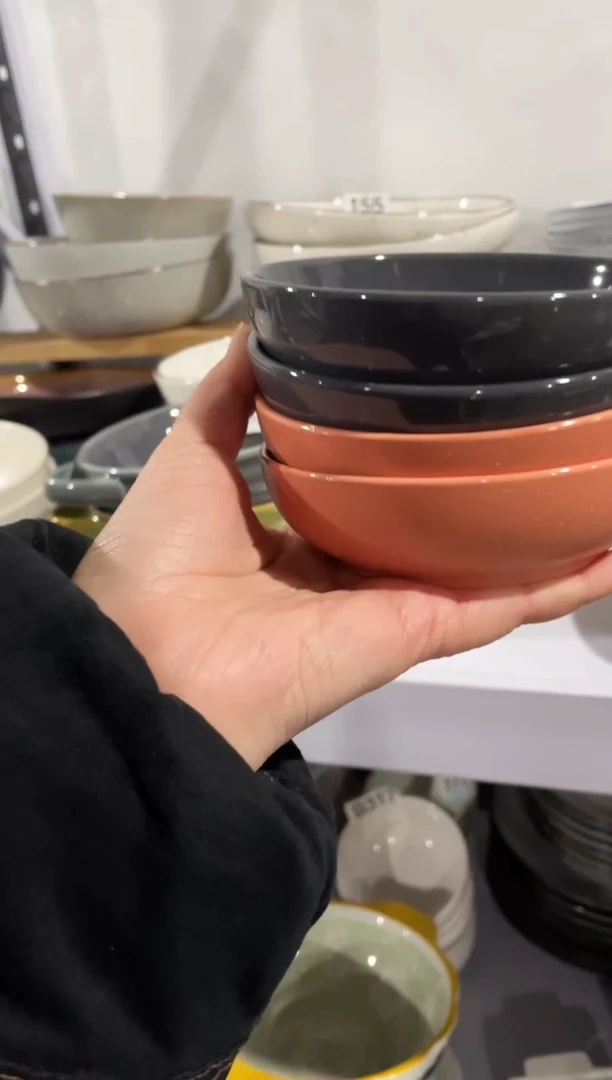 【闪购商品】碗微瑕(4件套)橘灰火锅碗