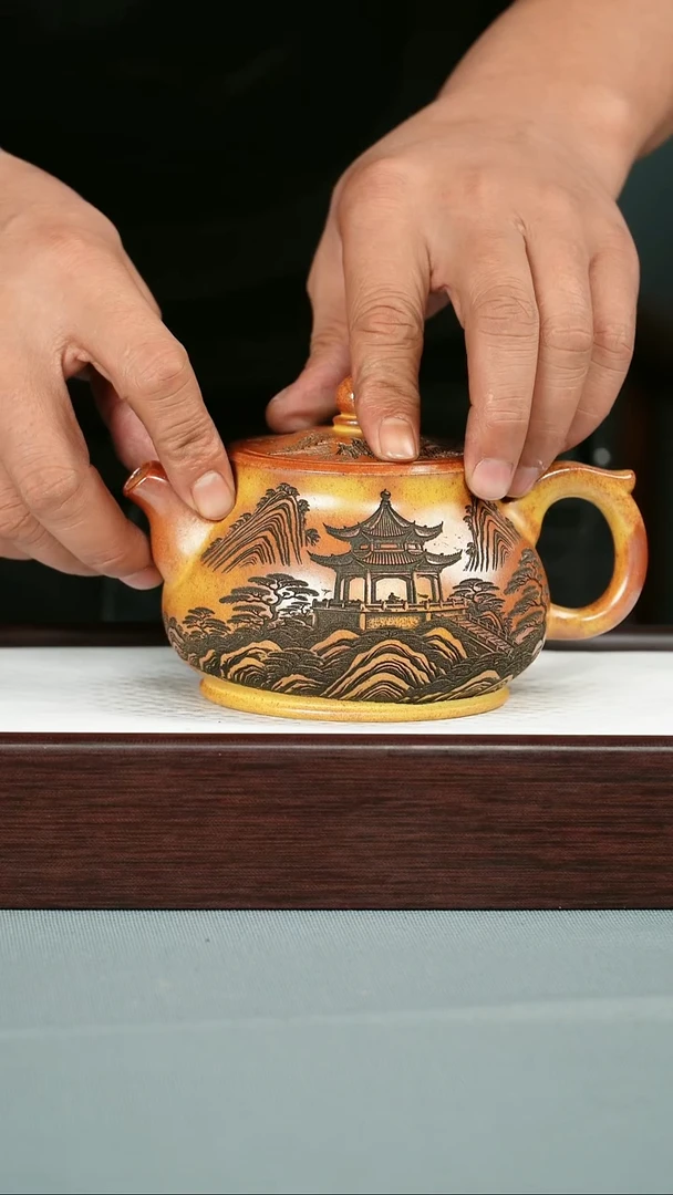 茶壶紫砂  火云烧 云雾沉香泥 潘壶