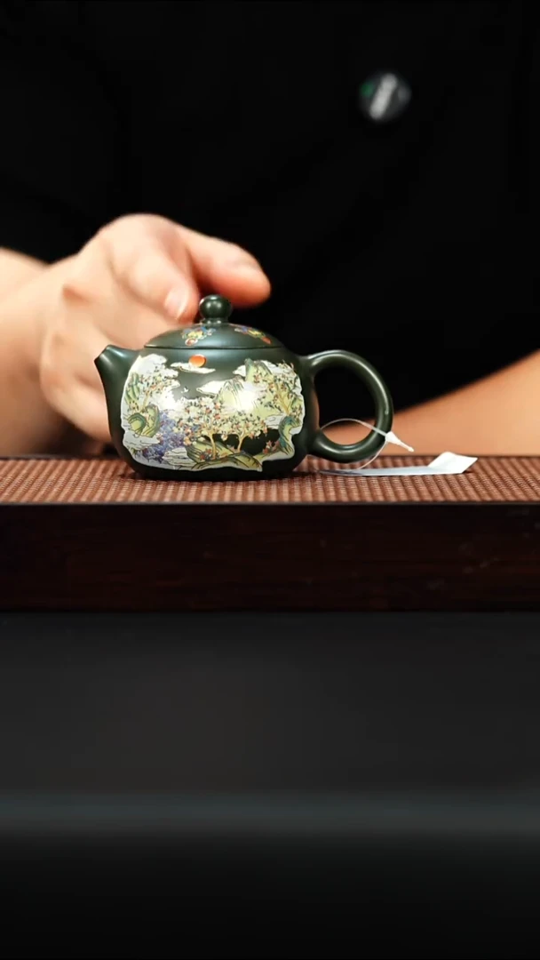 茶壶紫砂宜兴紫砂 珐琅彩西施 绿泥 高运h539