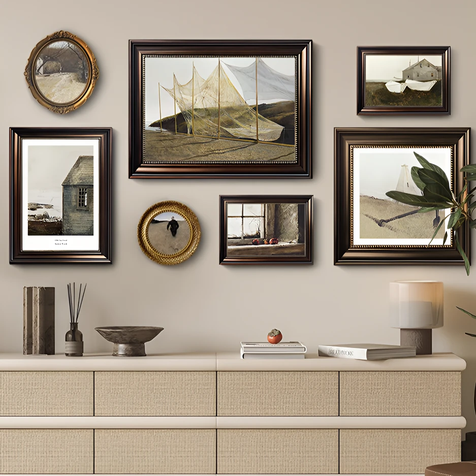 安德鲁怀斯法式客厅组合画沙发背景墙复古挂画联画走廊装饰画壁画