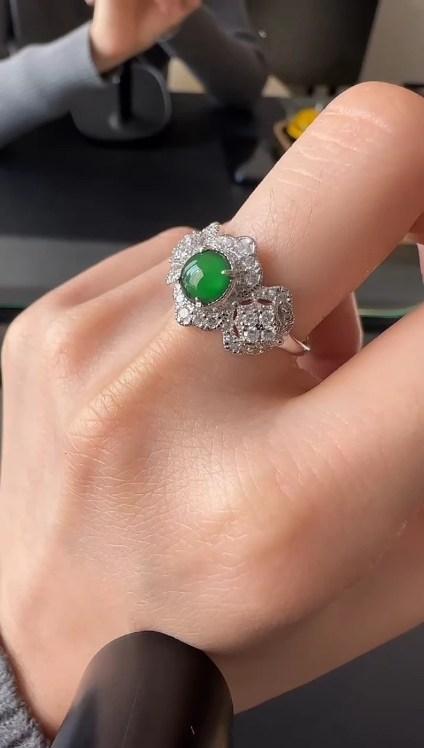 【闪购商品】翡翠戒指银S925镶嵌银镶