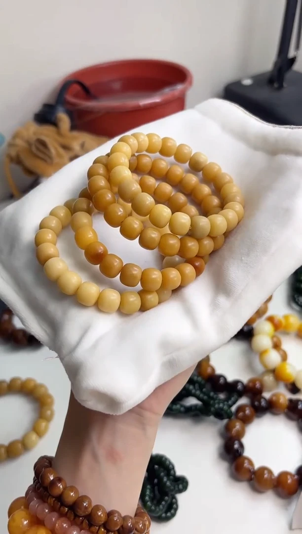 手串菩提根/象牙果沐a63杏仁暖咖干磨桶珠10*11mm手串随机