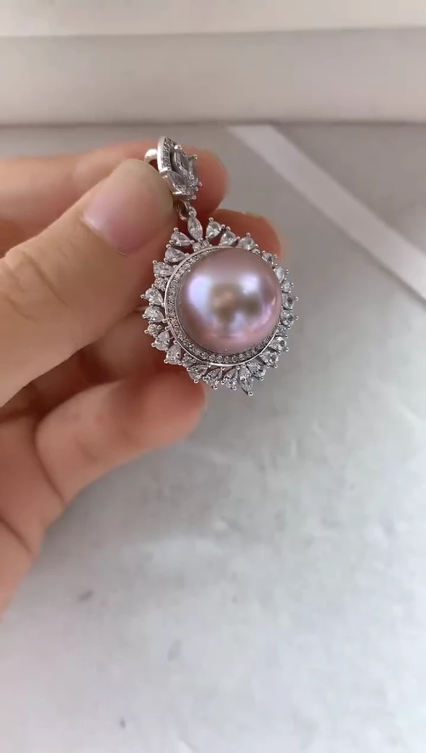 淡水珍珠银S925镶嵌吊坠(不含链)吊坠