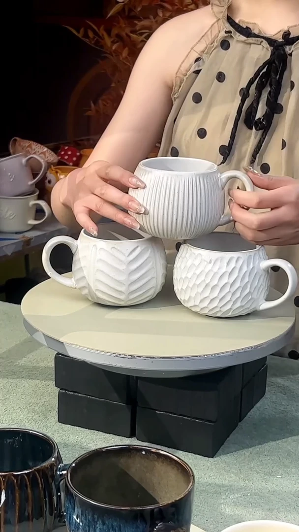 【闪购商品】白色异性咖啡杯三件套|默认微瑕