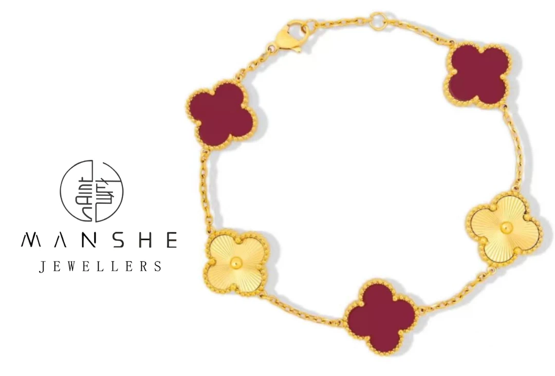 合成金属珐琅手链 MANSHE/蔓奢【五花拼色】红色拼金色手链轻奢小众