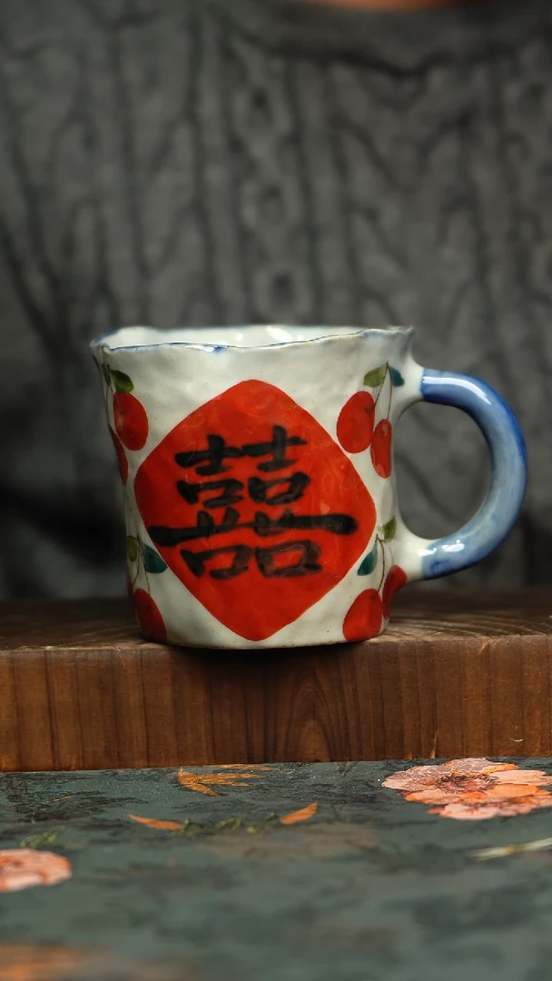 杯釉下彩手工手绘同款陶器