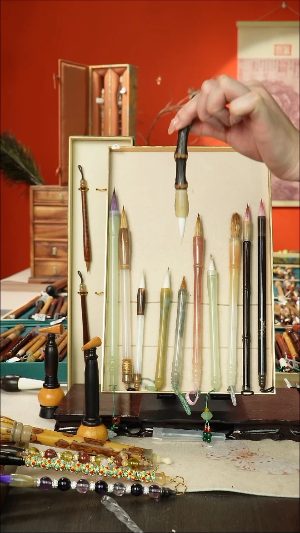 273号闪孤品高货毛笔链接 清水试笔 蘸墨不退