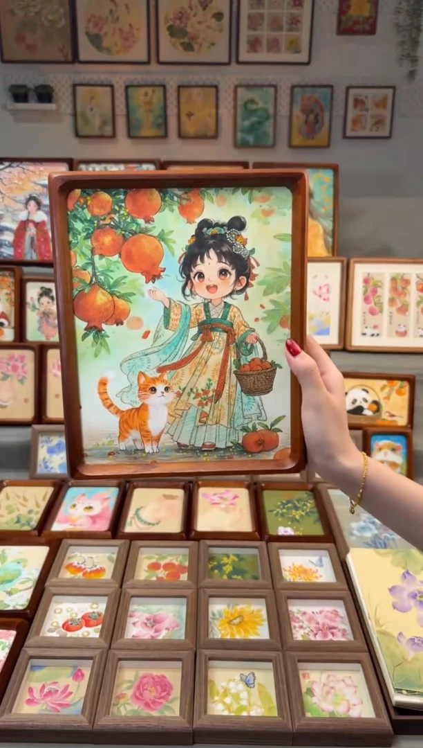 国画石榴女孩 手绘国画10