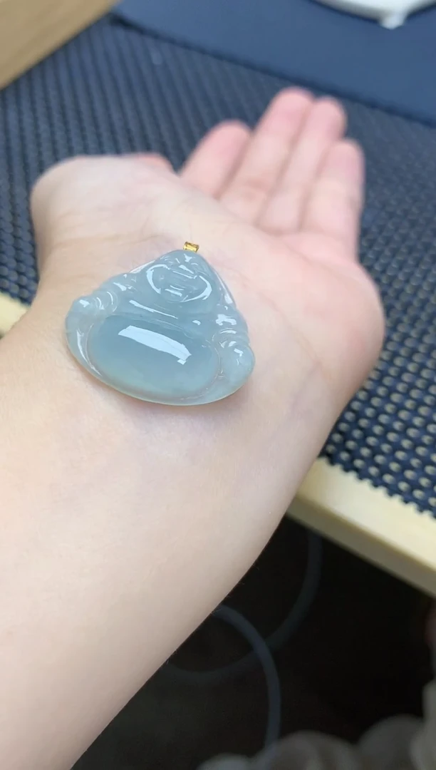 颈饰18K金镶嵌翡翠天然缅甸A货翡翠