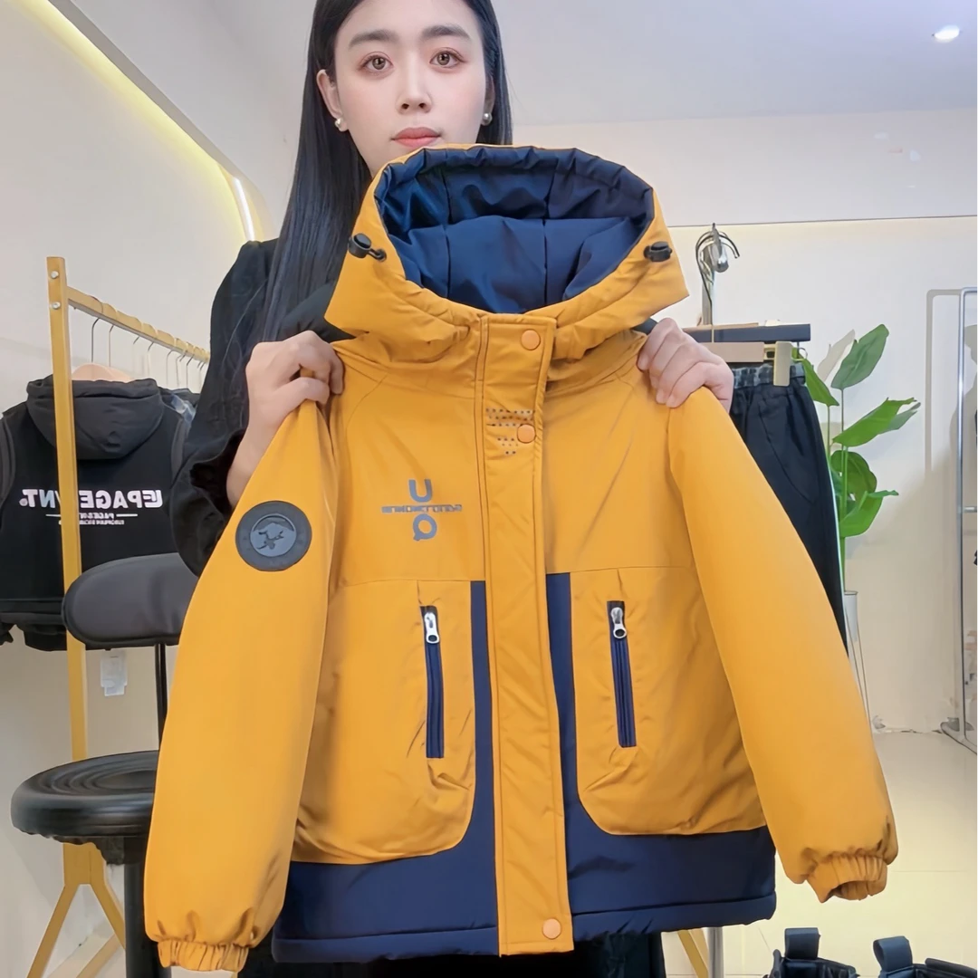 【加棉加厚】男童冬款外套2025新款儿童冲锋衣派克服冬款棉服潮