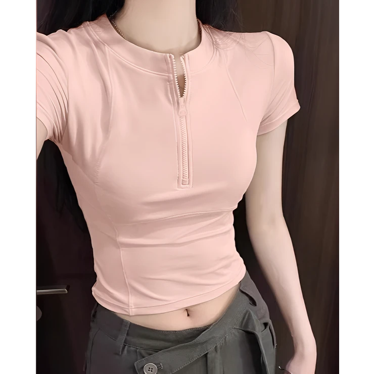 瑜伽服上衣运动速干衣短袖t恤女新款紧身上衣短款健身服正肩套装