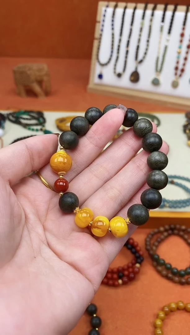 手串檀香木未镶嵌单圈柬埔寨老蜡手串