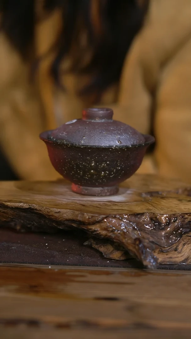 景德镇纯柴烧 粗陶盖碗 25