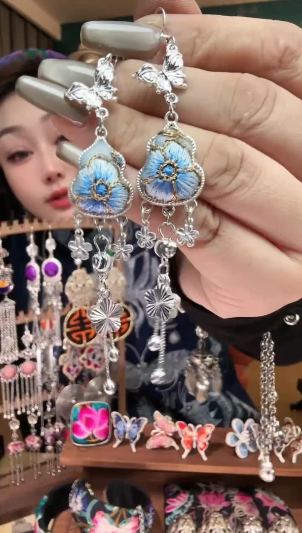 刺绣纯手工民族风刺绣耳环