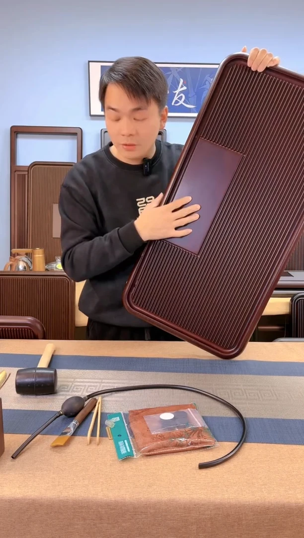 【闪购商品】凌龙红色款式茶盘80*40*4