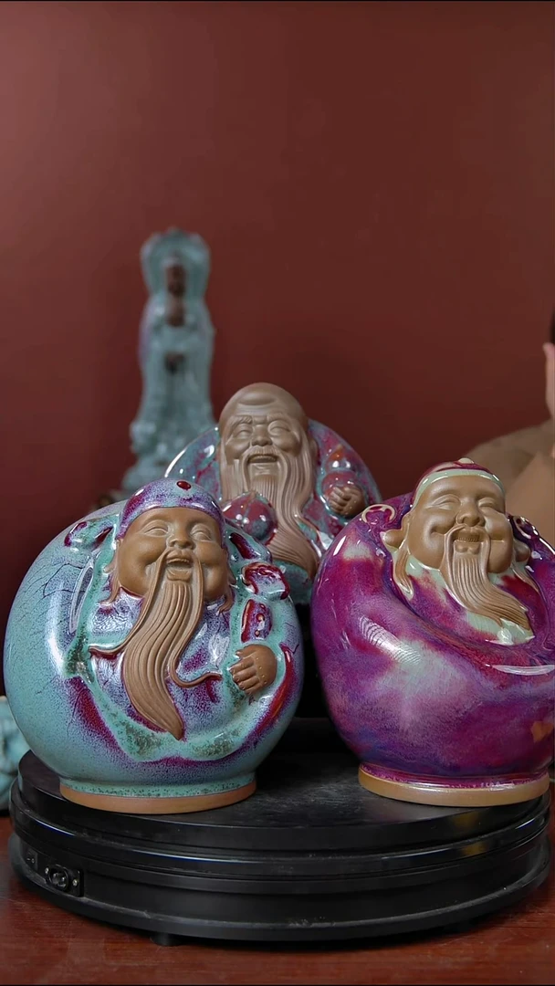 摆件大宋官窑【福禄寿】三星在户  喜气盈门