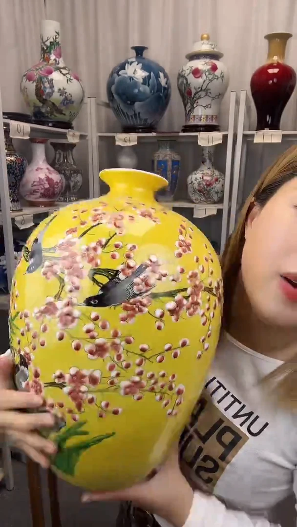 摆件陶瓷景德镇于海林老师手绘花鸟石榴带证书送底座