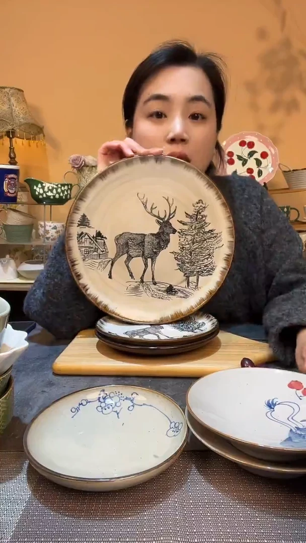 瓷片11英寸手绘盘 介意勿拍