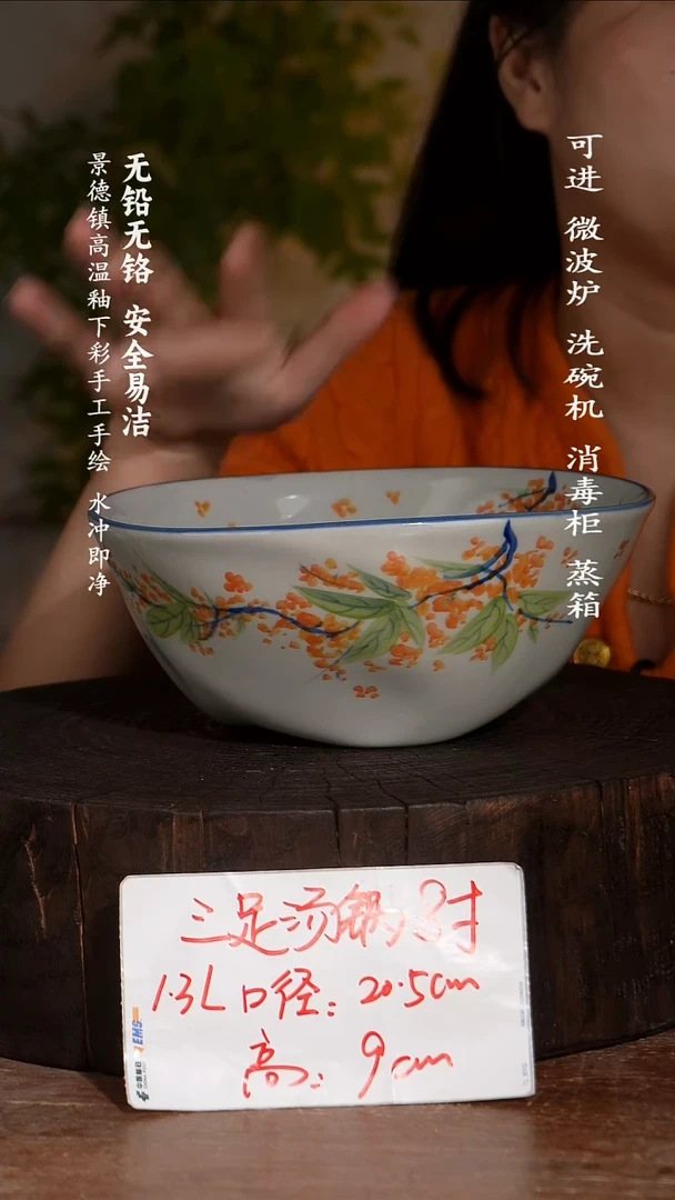 碗陶瓷景德镇高温瓷釉下彩手绘陶瓷