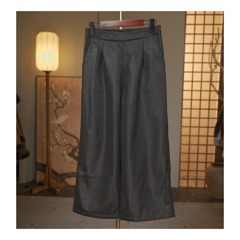 【云想周周-玉壶买春】中式冬季休闲微阔版直筒裤5213