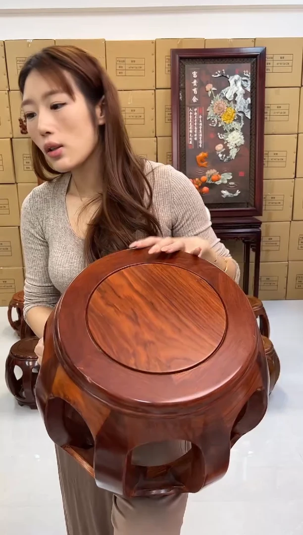 花梨木类家具2张小号花梨色鼓凳