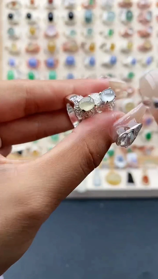 【闪购商品】翡翠戒指未镶嵌缅甸天然A货翡翠444   3+1