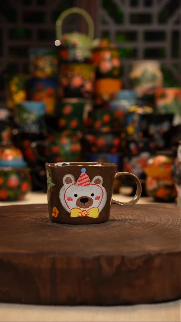 岩彩釉   釉下彩   杯子