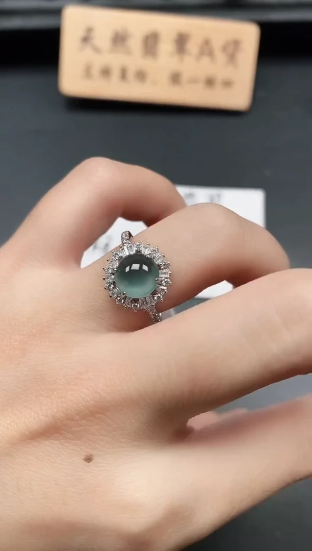 银S925镶嵌戒指翡翠111