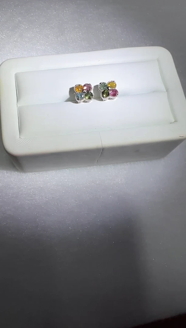 碧玺猫眼耳饰银S925镶嵌W6050-多样性发一件