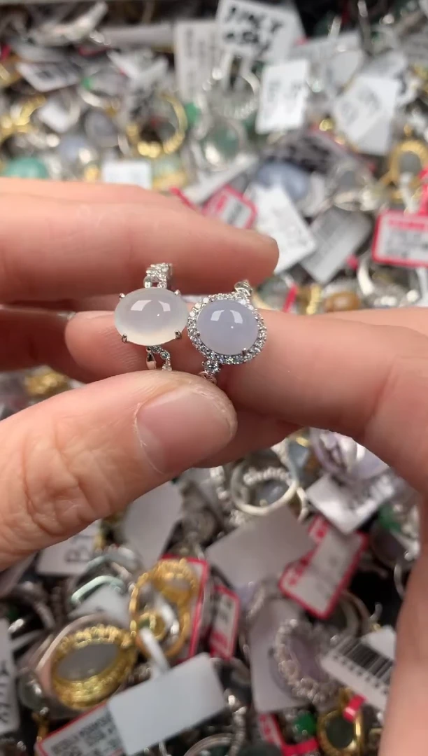 银S925镶嵌戒指翡翠444  8