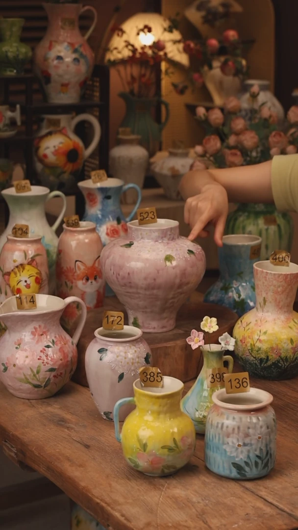 陶瓷景德镇设计师手作花器摆件侘寂风523