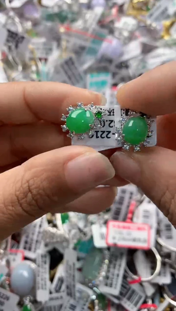 银S925镶嵌戒指翡翠222     7