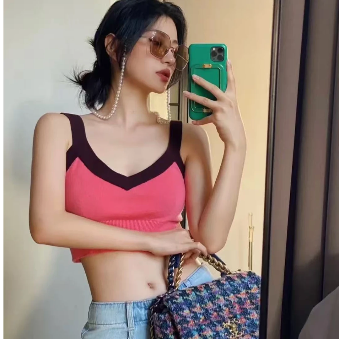 99新 Chanel/香奈儿 Chanel 手工坊 20a粉色羊绒背心34码补充袋