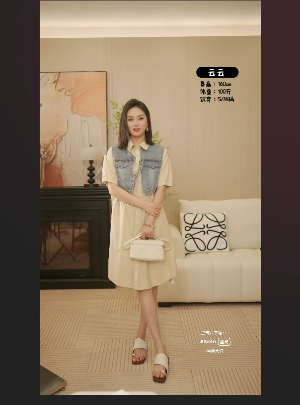 韩版时尚宽松显瘦百搭法式气质牛仔拼接连衣裙88102