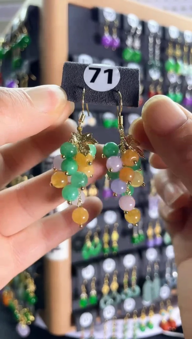 【闪购商品】翡翠耳饰银S925镶嵌71...