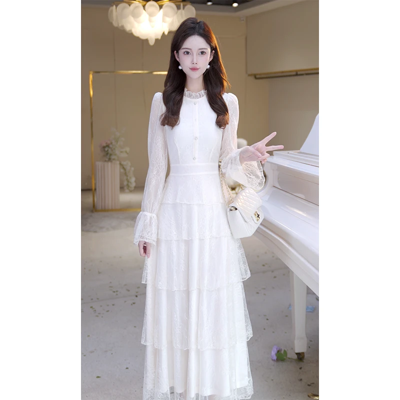 【相思曲】时尚百搭蕾丝领花边短款连衣裙815331+长款815332+815485