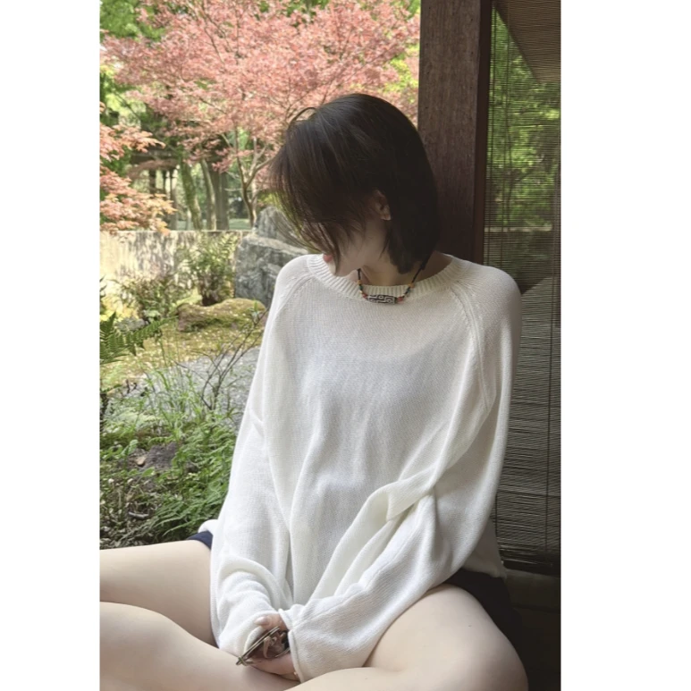 LAZYVISION和纸长袖圆领T恤ZMD-26985