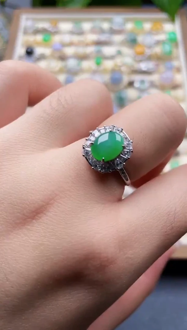 银S925镶嵌戒指翡翠48