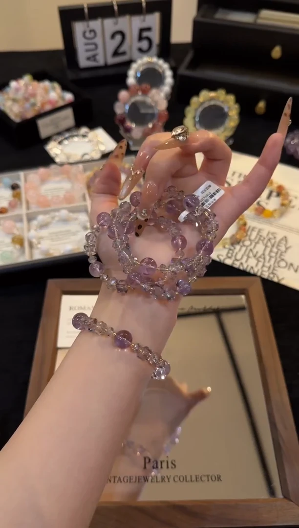 未镶嵌手链水晶紫水晶x3352