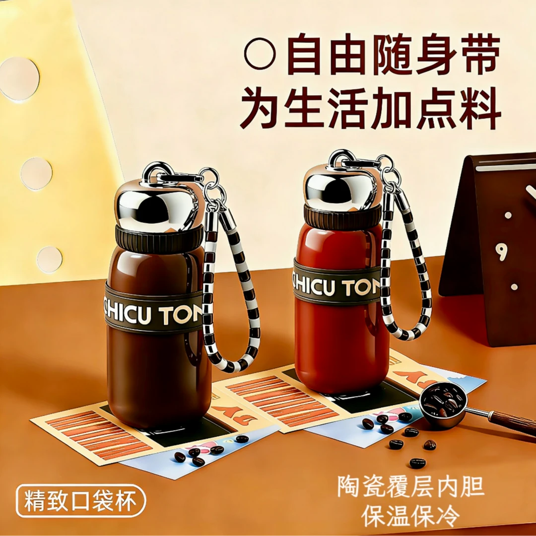 奇古堂高颜值小不点女生简约口袋杯精致小巧陶瓷便携防摔喝水杯子