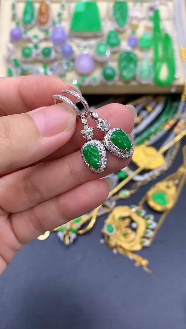 18K金镶嵌翡翠耳饰305-中国好珍宝