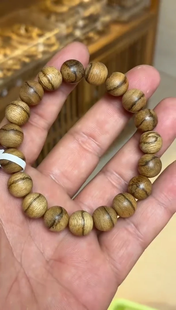 沉香手串 达拉干圆珠单圈虎皮纹1.1多样性发其一