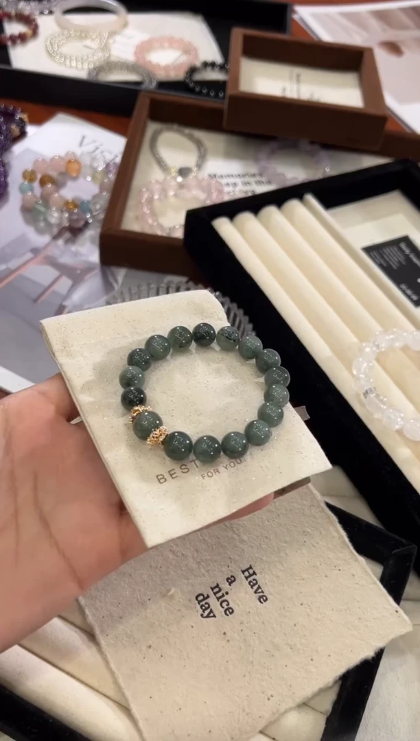 【闪购商品】水晶手链合金绿兔毛手链x1453