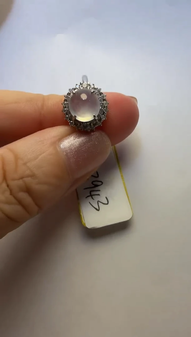 银S925镶嵌戒指翡翠925银镶缅甸A货翡翠戒指