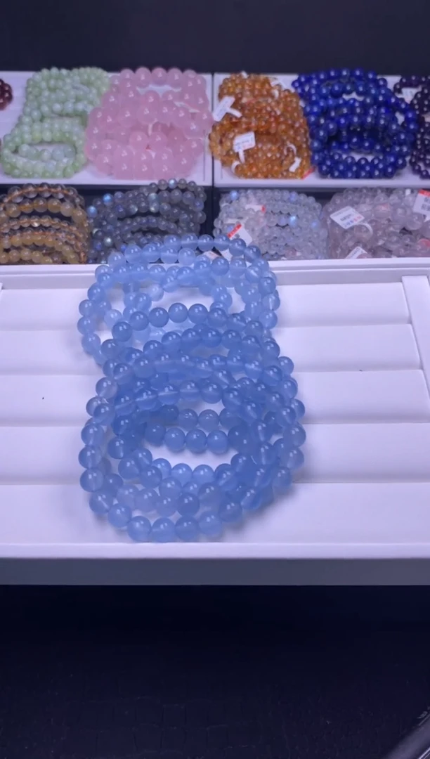 玛瑙/玉髓手串未镶嵌8mm蓝玉髓玛瑙