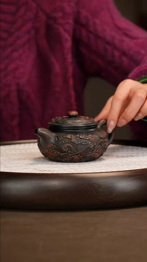 茶壶紫砂【徐孝奎】大红袍还原烧祥龙仿古   250CC