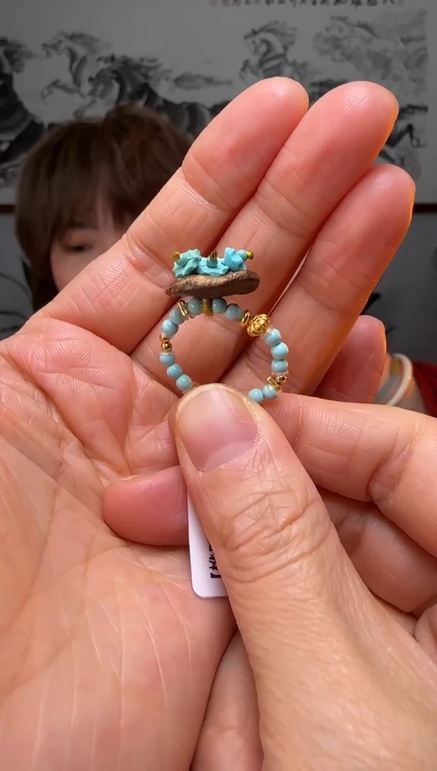 【闪购商品】绿松石戒指银S925镶嵌时尚百搭A1291