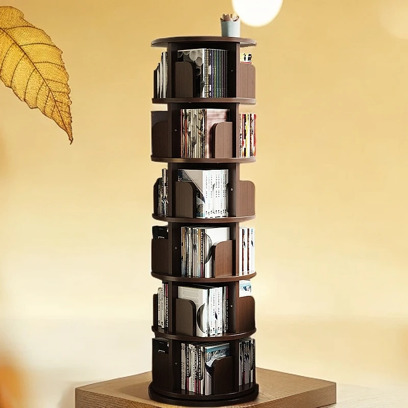 实木旋转书架移动式客厅角落收纳省空间神器儿童大容量卧室置物架