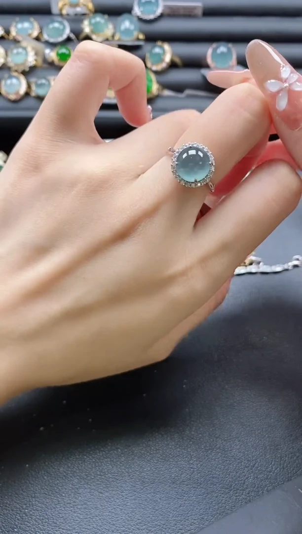 【闪购商品】翡翠戒指银S925镶嵌5151-2